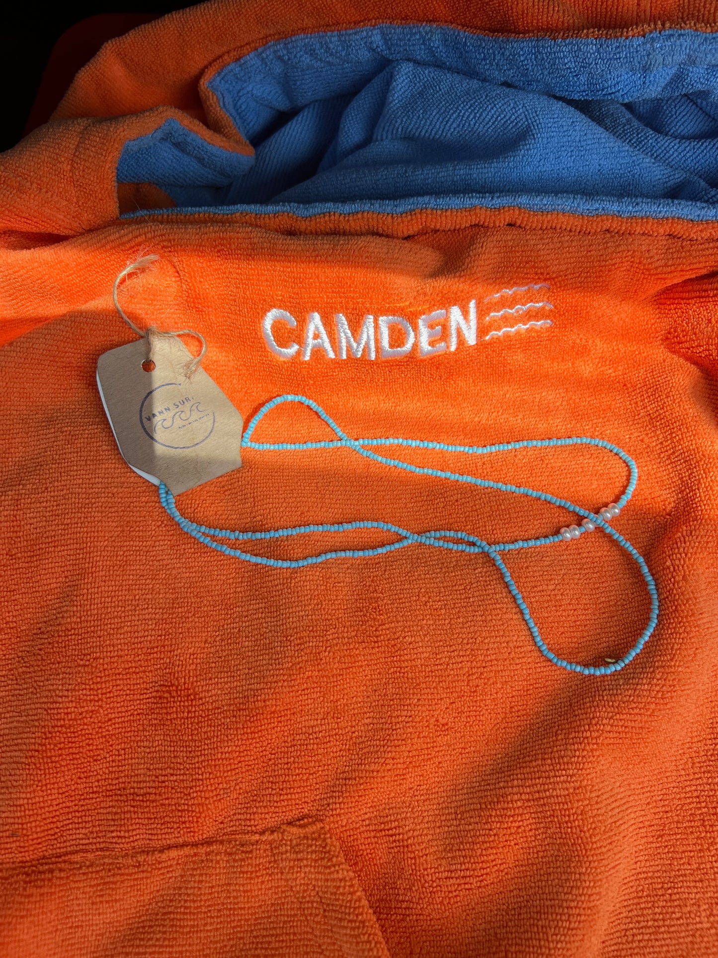 Poncho Camden Niños Anaranjado - Celeste