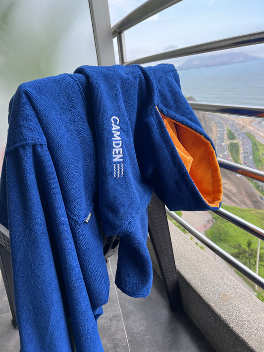 Poncho Camden Niños Azul Marino - Anaranjado