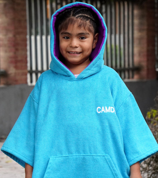 Poncho Camden Niños Turquesa Morado