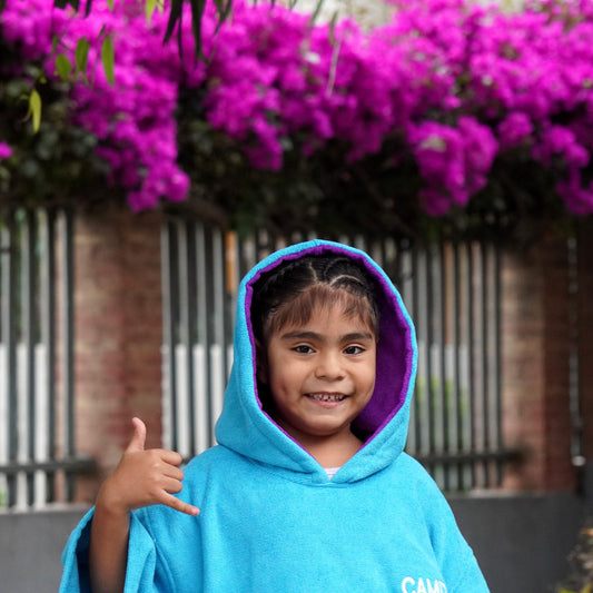 Poncho Camden Niños Turquesa Morado